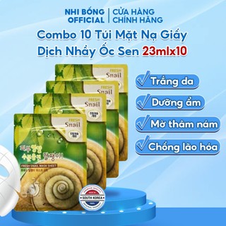 Combo 10 Túi Mặt Nạ Giấy Dưỡng Da 3W Clinic Hàn Quốc Chiết Xuất Dịch Nhầy Ốc Sên Giúp Da Trắng Sáng & Mềm Mịn 23mlx10