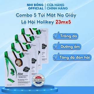 Combo 5 Túi Mặt Nạ Giấy Dưỡng Da Holikey Hàn Quốc Chiết Xuất Lô Hội Giúp Dưỡng Ẩm & Trắng Sáng Mềm Mịn Da 23mlx5