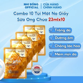 Combo 10 Túi Mặt Nạ Giấy Dưỡng Trắng Da Chiết Xuất Từ Sữa Ong Chúa 3w Clinic Hàn Quốc Dưỡng Ẩm Mềm Mịn Da 23mlx10