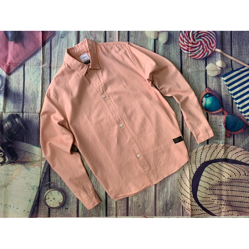 Áo sơ mi dài tay kaki nam denim from âu rộng rãi, dày dặn