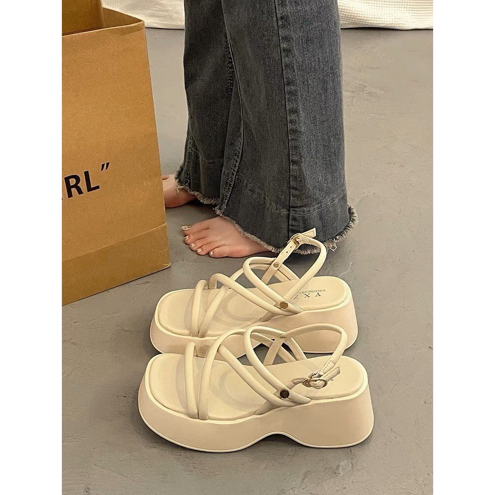 Sandal nữ dây mảnh đế cao 6cm giày sandal nữ quai hậu hở ngón siêu xinh