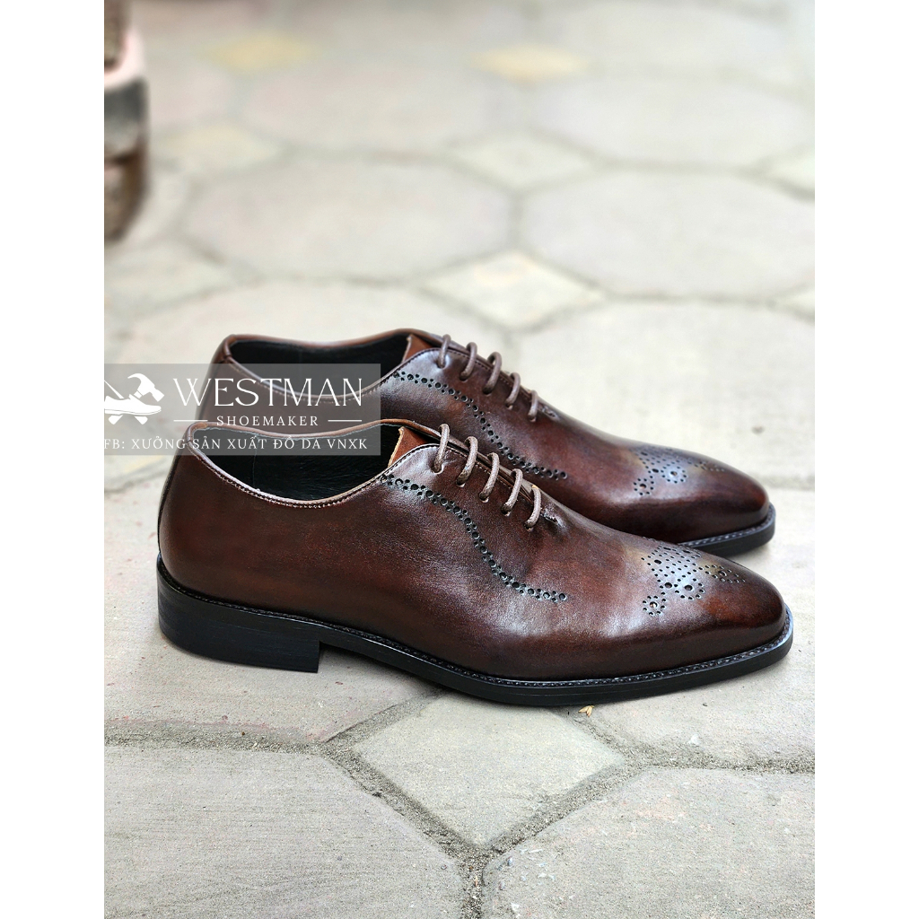 Giày Da Nam Oxford Brogues W0020DN - Họa Tiết Đục Lỗ