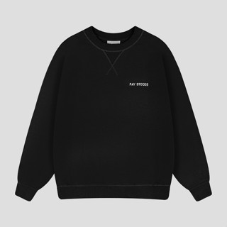 Áo Sweater Nỉ Chân Cua Basic 100% Màu Black - Tặng Kèm Túi Vải Tote - PAY Studio