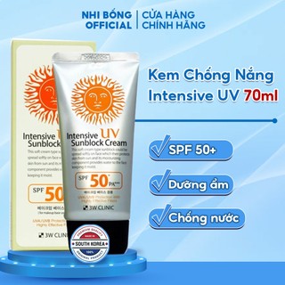 Kem Chống Nắng 3w Clinic Intensive Uv Sunblock Cream Hàn Quốc Spf 50 Pa+++ 70ml