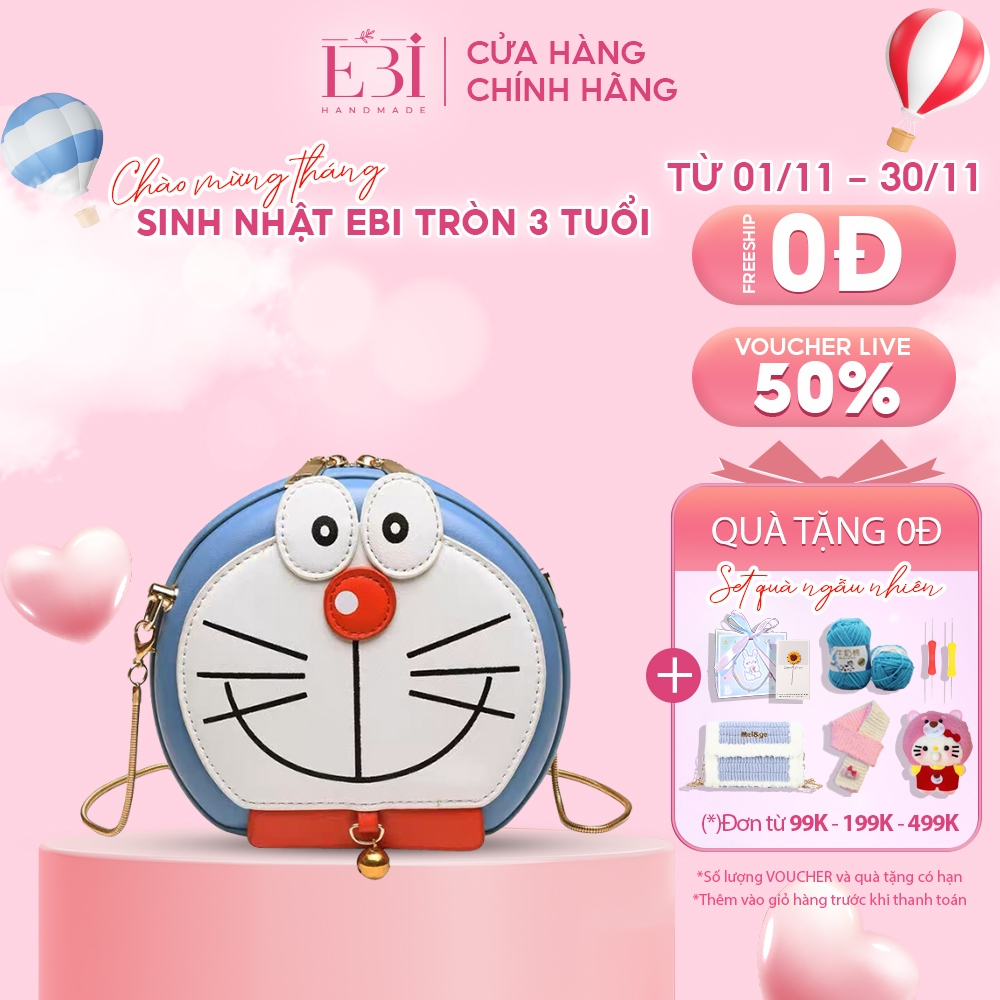 Túi handmade EBI HAND MADE hình chú mèo Doraemon tự làm bằng tay làm quà tặng dễ thương cho bạn gái - ES12