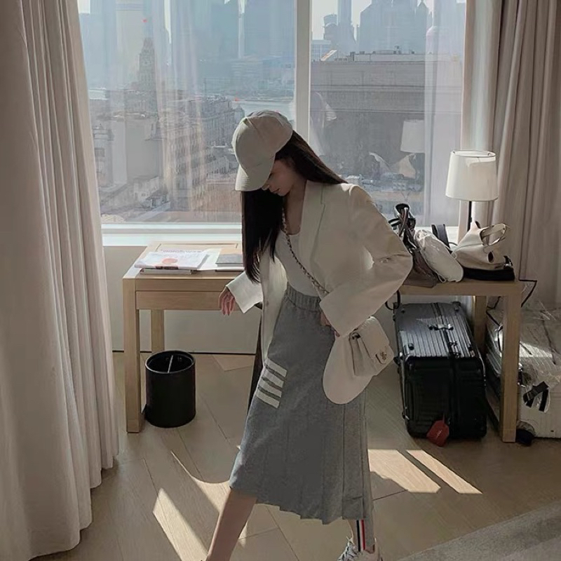 Order Chân Váy Dài Thome Browne Len Dệt Kim Dày Dặn Eo Chun