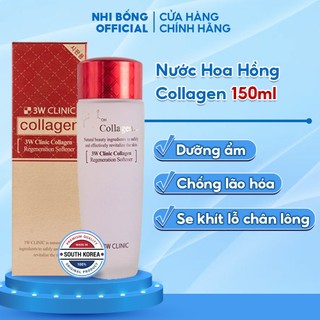 Nước Hoa Hồng Dưỡng Da Săn Chắc Chống Lão Hóa Collagen 3w Clinic Hàn Quốc 150ml