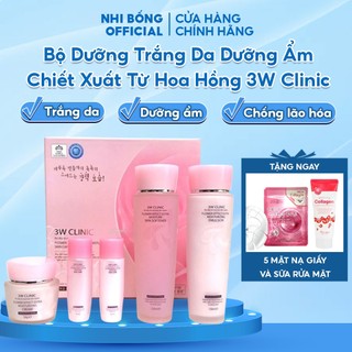 Bộ Skincare Chiết Xuất Từ Hoa Hồng 3w Clinic 5 In1 Hàn Quốc Full Sezi Giúp Dưỡng Trắng Dưỡng Ẩm Chống Lão Hóa Da
