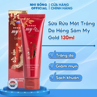 Sữa Rửa Mặt Trắng Da Sạch Sâu Giảm Mụn Chiết Xuất Hồng Sâm Đỏ My Gold Hàn Quốc 130ml Giúp Sạch Khuẩn Trắng Da Tự Nhiên