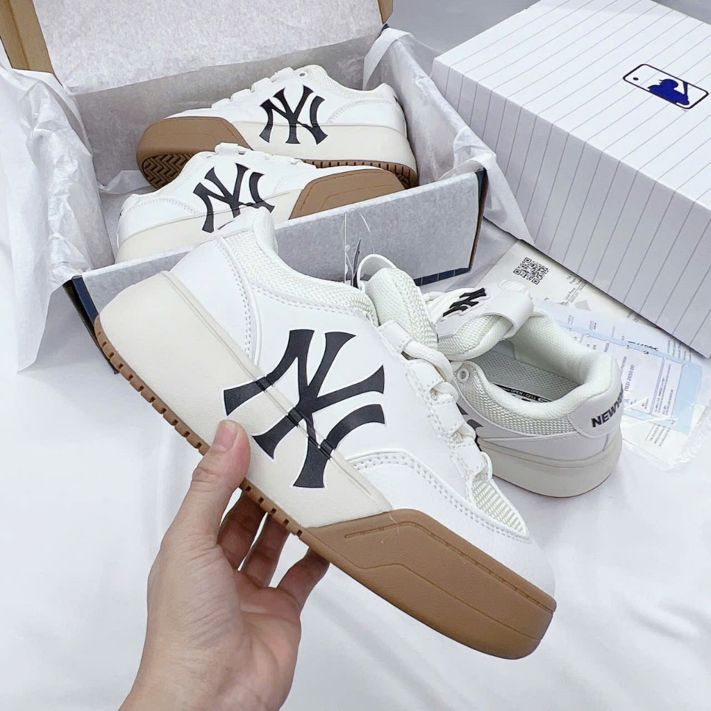 Giày thể thao nam nữ CT mlb chunky wide trắng be đế gum chữ NY đen S cấp phong cách thời trang hàn quốc