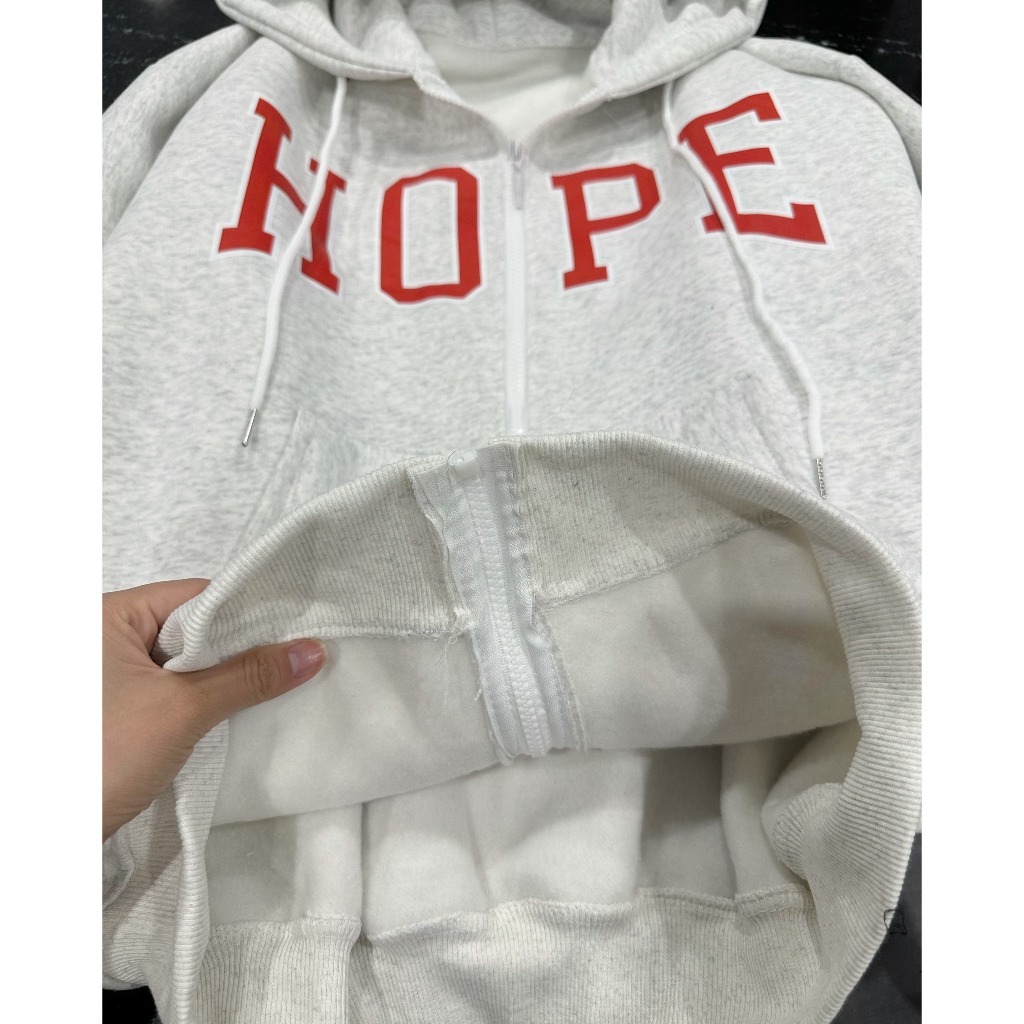 Áo khoác Unisex,hoodie nỉ bông màu xám tiêu freesize mũ to hai lớp in chữ Hope thời trang trẻ trung,cao cấp