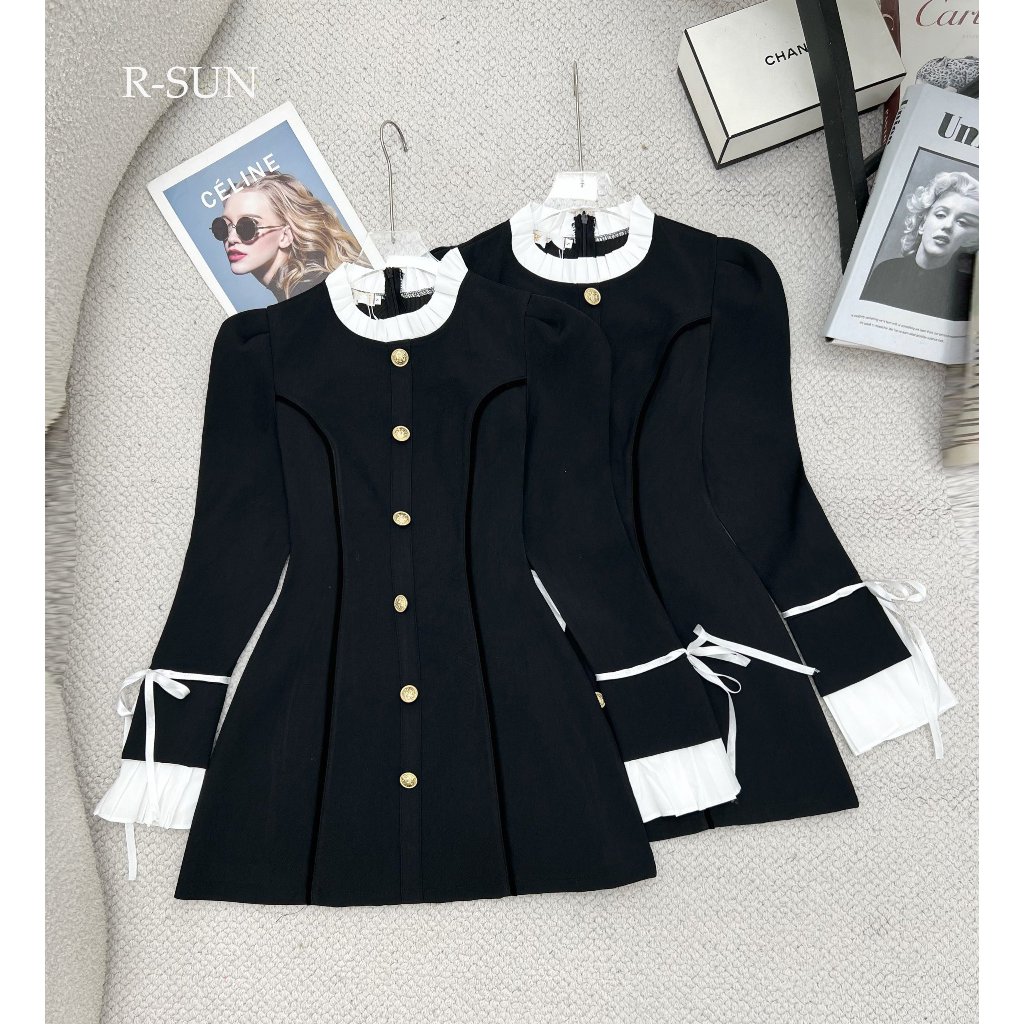 Váy phối tay xếp ly nhẹ nhàng, sang chảnh - Sarang Clothing