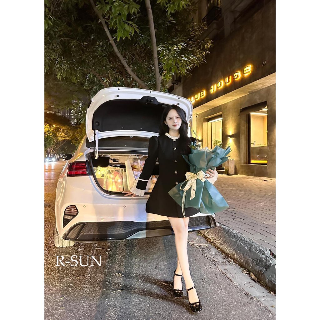 Váy phối tay xếp ly nhẹ nhàng, sang chảnh - Sarang Clothing