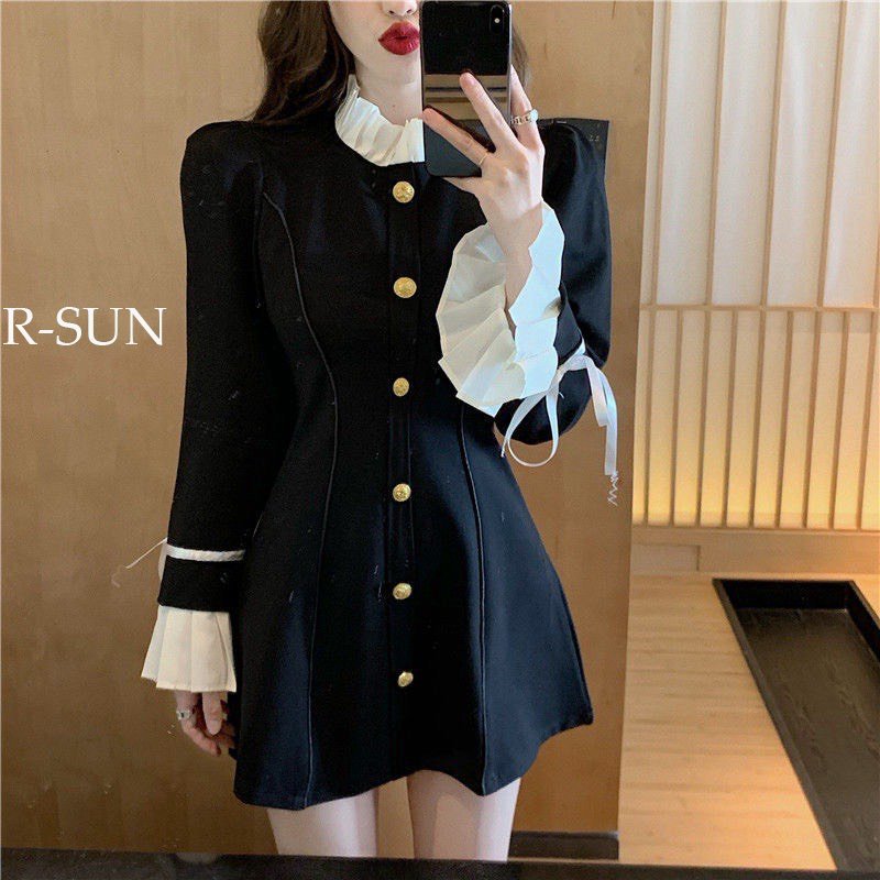 Váy phối tay xếp ly nhẹ nhàng, sang chảnh - Sarang Clothing