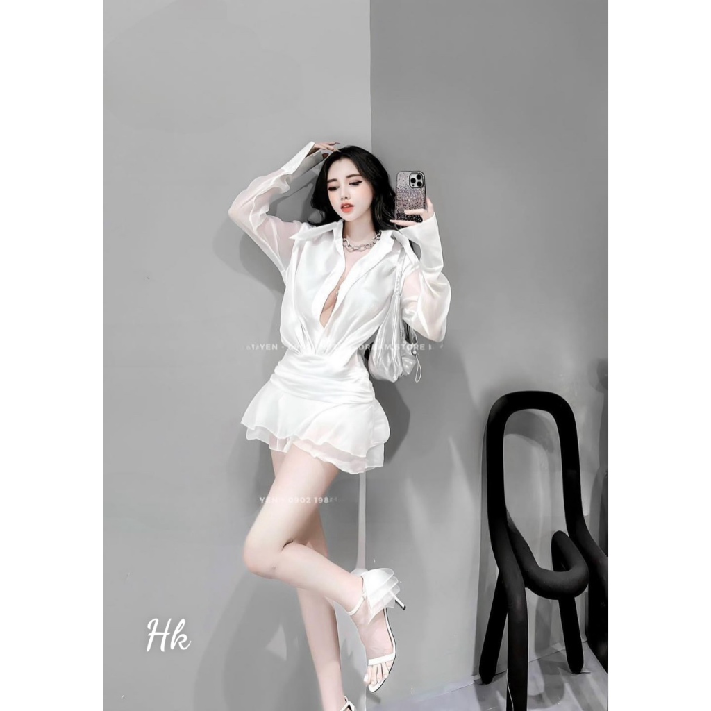 Set 2 món áo somi mix chân váy sang chảnh - Sarang Clothing