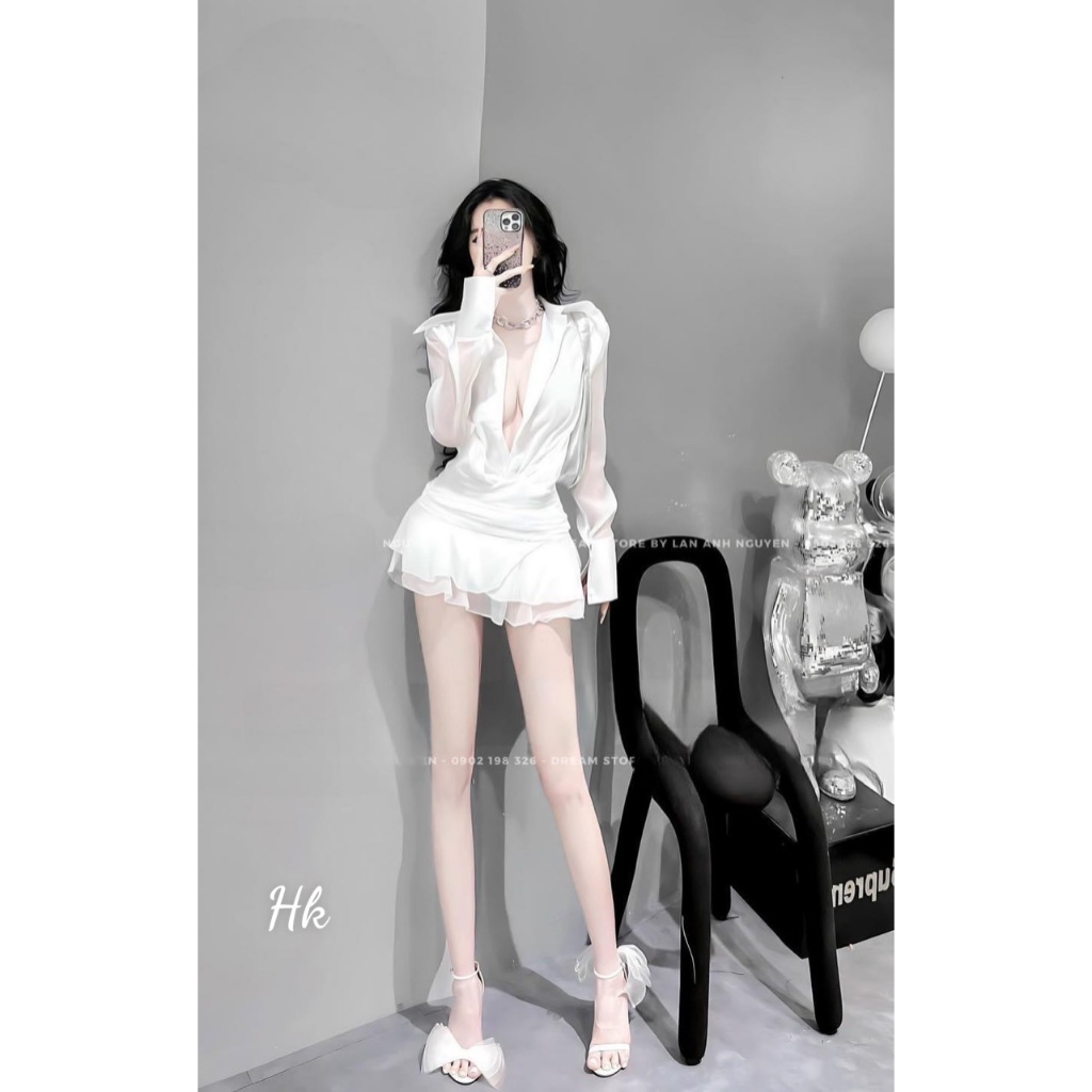 Set 2 món áo somi mix chân váy sang chảnh - Sarang Clothing