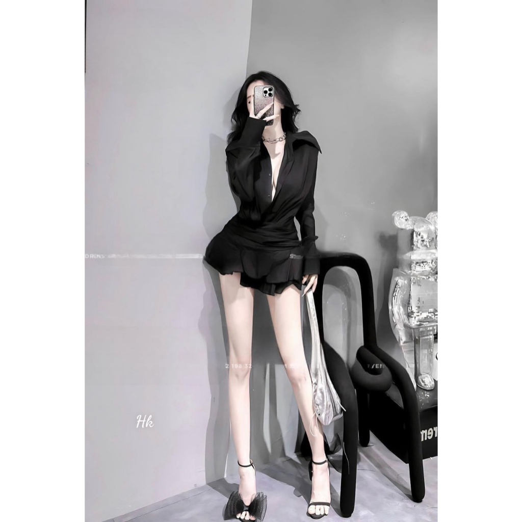 Set 2 món áo somi mix chân váy sang chảnh - Sarang Clothing