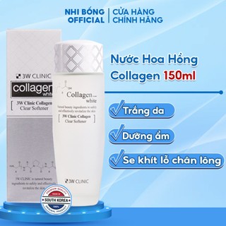 Nước Hoa Hồng Dưỡng Trắng Da Chiết Xuất Từ Collagen 3w Clinic Hàn Quốc 150ml