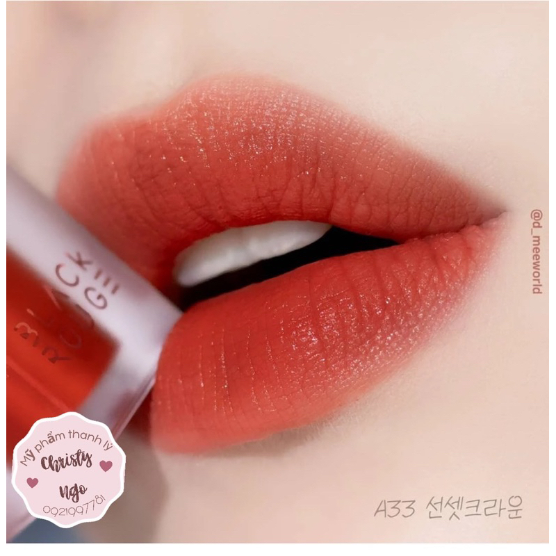 RÁCH VỎ  SON KEM BLACK•ROUGE AIR FIT VELVET TINT A33 ĐỎ CAM