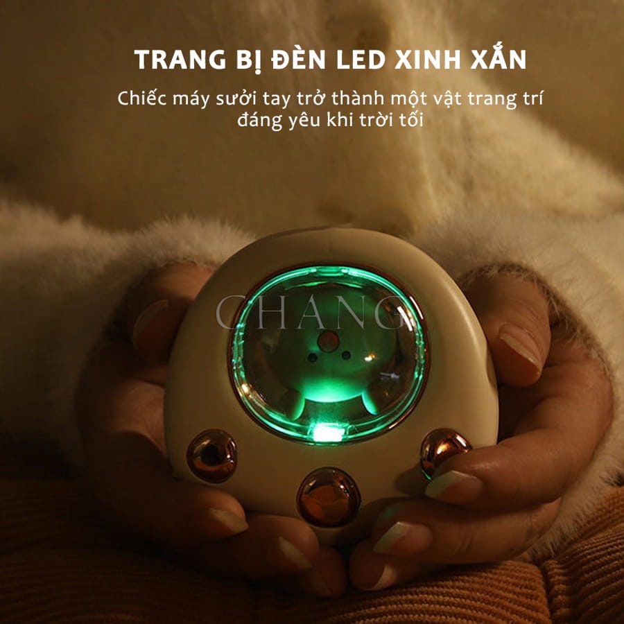 Máy Sưởi Ấm Mini Cầm Tay Đa Năng Hình Chân Mèo Pin Sạc 2400Mah 4 Tiếng Sử Dụng - Máy Massage Sưởi Ấm Tay Nhỏ Gọn
