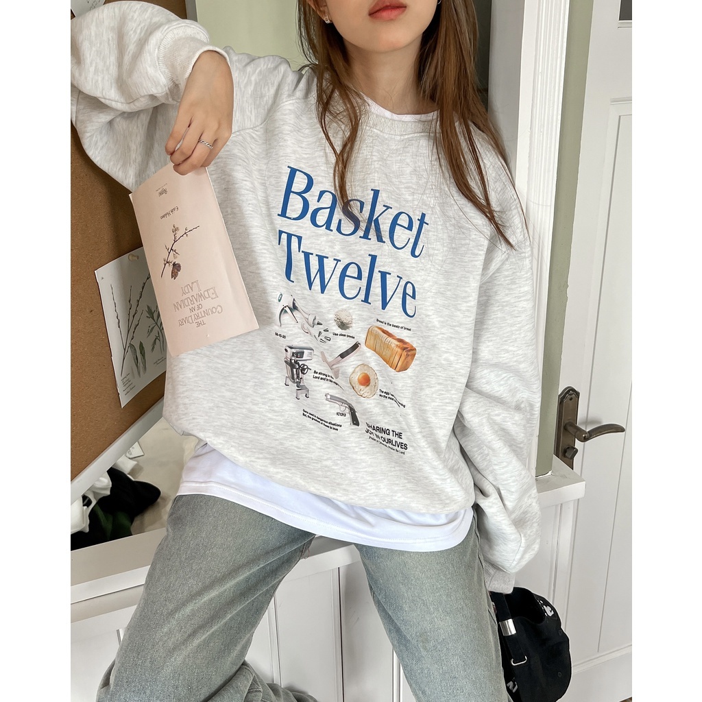Áo Sweater Nam Nữ Form Rộng Nỉ Bông Cotton Unisex, Áo Khoác Hoodie Basic Oversize Hàn Trend Đông 2023 - Basket Twelve