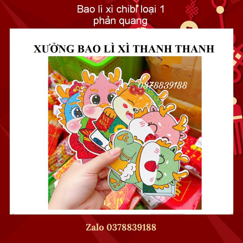 Combo 50 bao lì xì Chibi Tết 2024 hàng dạ quang loại 1
