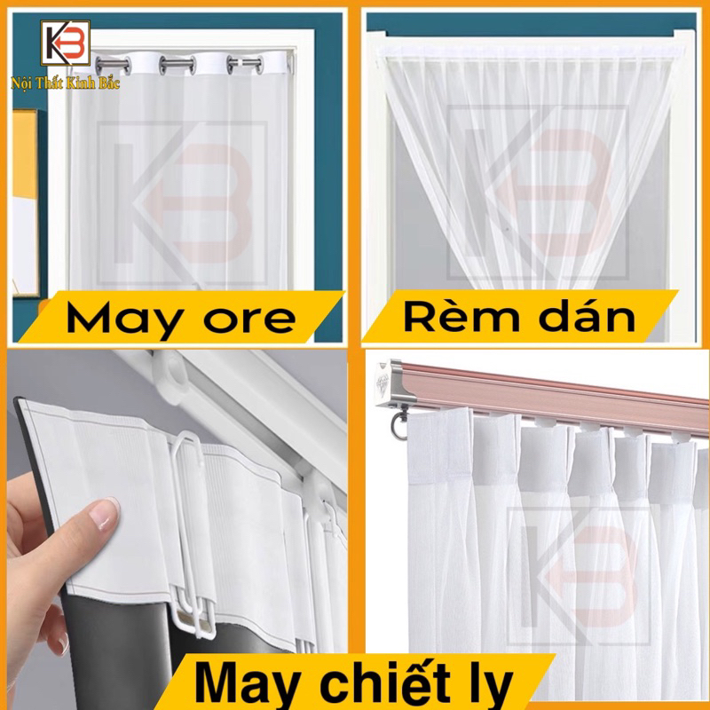 Rèm voan KB may sẵn màu trắng mềm mại nhiều kích thước