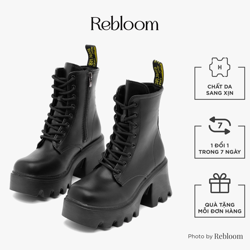 Boot nữ Rebloom - Giày bốt chiến binh đế cao 8cm - cổ cao 15cm siêu cá tính, giày xinh tôn dáng dành cho nữ