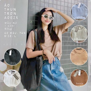 6 Màu trung tính áo thun trơn AGE2X hàng vnxk chất thun 83%cotton 4 chiều 220g dầy dặn mềm mịn, co giãn thoải mái