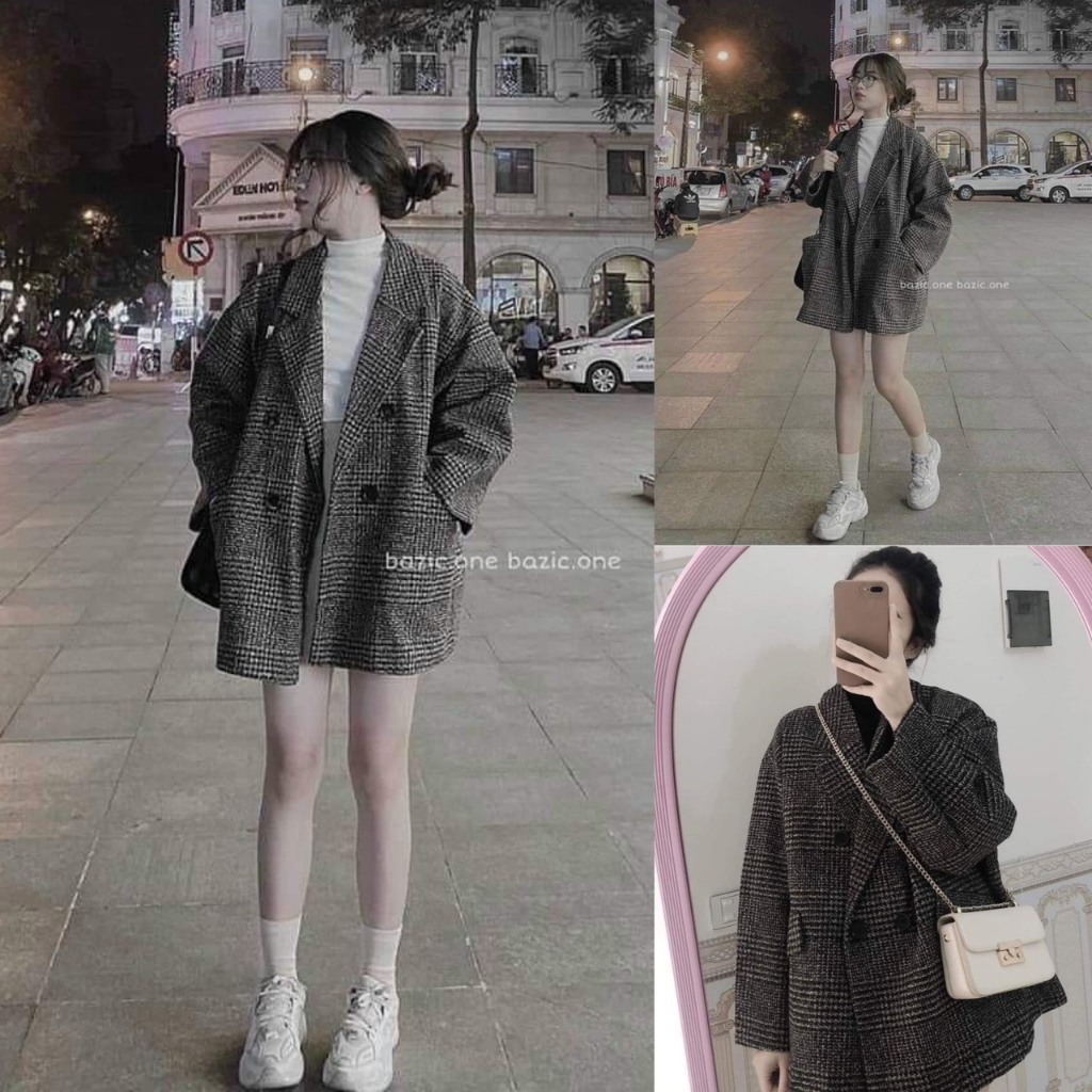 Áo khoác dạ nữ tay dài đóng 4 cúc cổ bẻ hot trend, nổi bật chỉ có tại Tâm Huyền Fashion