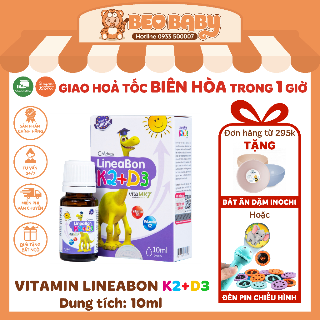 Vitamin D3 K2 Lineabon Chính Hãng