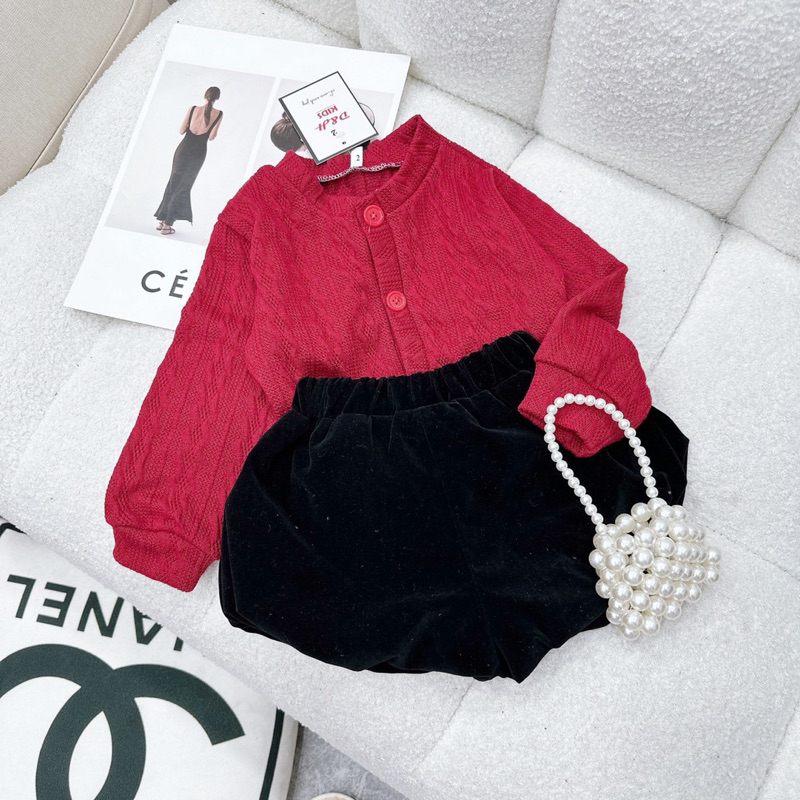 Set bộ len mix quần nhung cho bé