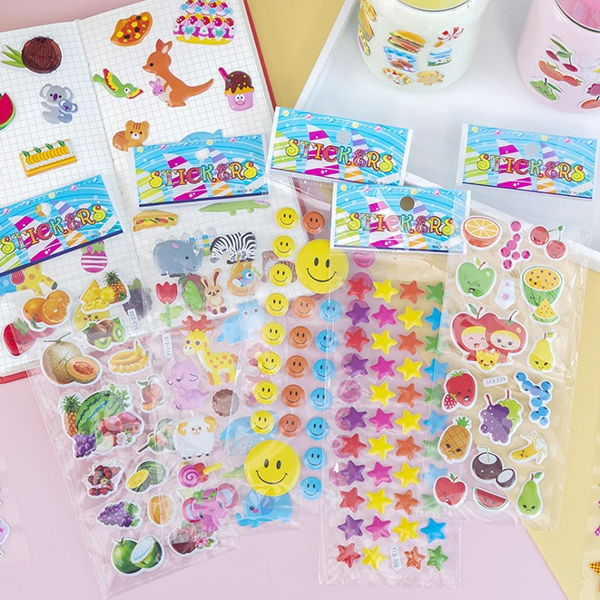 Hình dán sticker cute 3d nổi chống nước ô tô siêu nhân công chúa chữ số con vật dễ thương cho bé trai gái