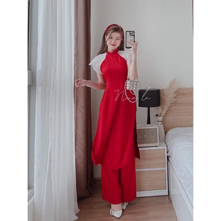 Áo dài đỏ cách tân