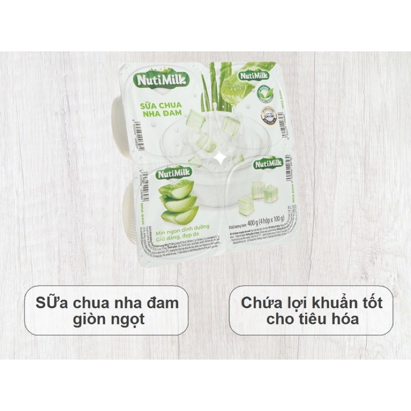 Lốc 4 hộp sữa chua nha đam Nutimilk 100g