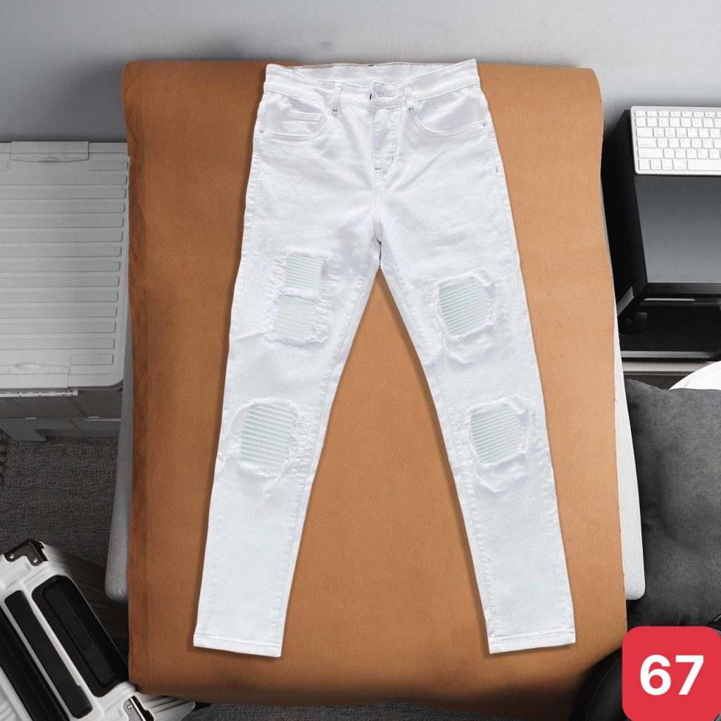 Quần jeans nam boy phố rách gối to màu xanh chất bò cao cấp co dãn 4 chiều form dáng skinny ADO 33 mẫu mới