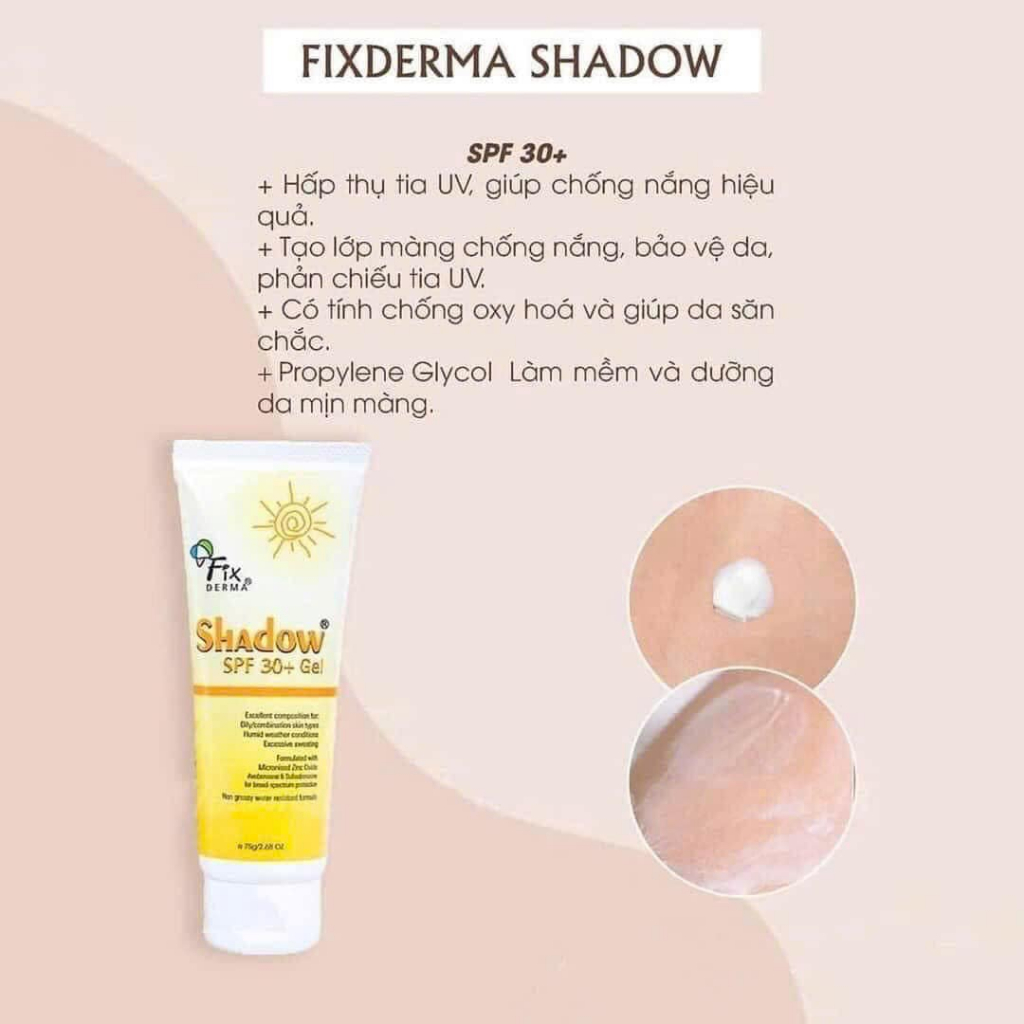 Kem chống nắng dạng gel Fixderma Shadow Gel SPF30+ 75g - SPF 50