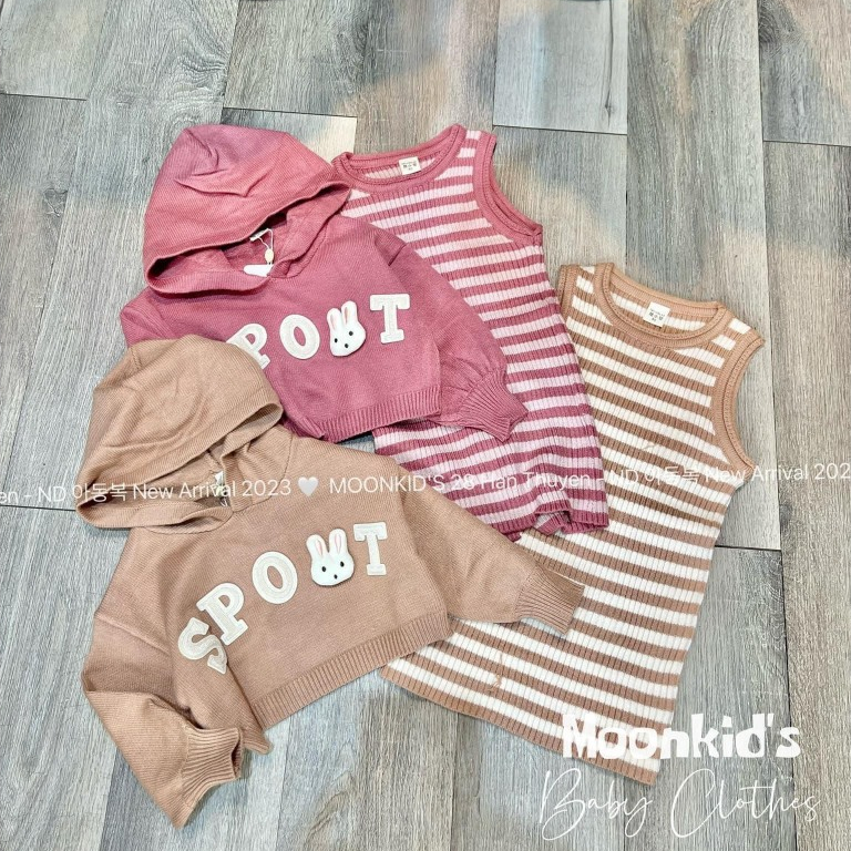 Set 2 Chi Tiết Áo Hoodie Thỏ Kèm Váy Body Cho Bé Gái WOWKIDS Chất Vải Mềm Mịn Từ 9-30kg