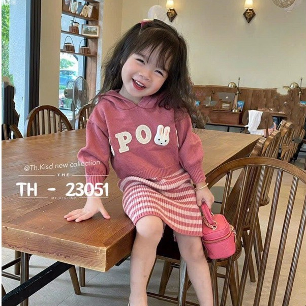 Set 2 Chi Tiết Áo Hoodie Thỏ Kèm Váy Body Cho Bé Gái WOWKIDS Chất Vải Mềm Mịn Từ 9-30kg