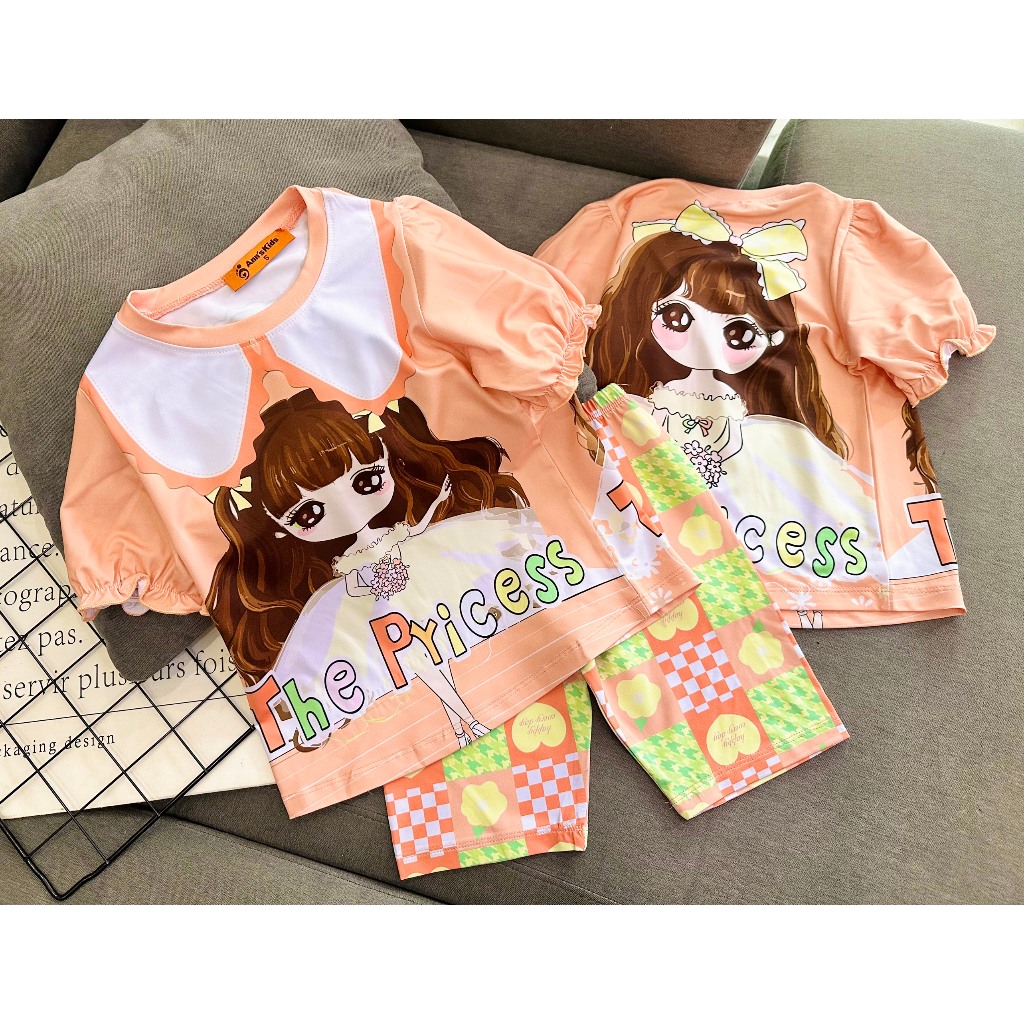 Bộ ngố 3D thun lạnh L1 bé gái in hoạt hình siêu cute