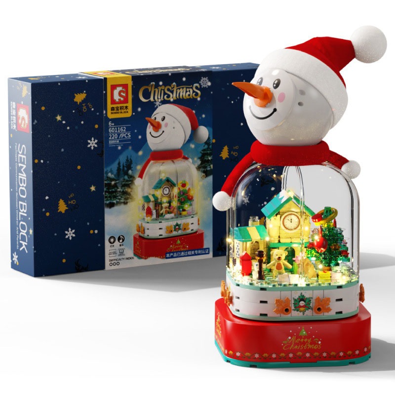 Đồ Chơi Lắp Ráp Kiểu Lego Noel Mô Hình Hộp Nhạc Người Tuyết Giáng Sinh Merry Christmas Có Nhạc, Đèn No.601162 Với 220PCS