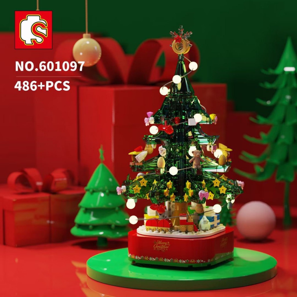 Đồ Chơi Lắp Ráp Kiểu Lego Noel Hộp Nhạc Cây Thông Giáng Sinh Merry Christmas Có Đèn Và Phát Nhạc No.601097 Với  480+PCS