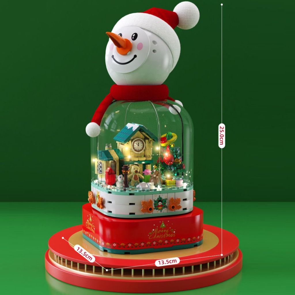 Đồ Chơi Lắp Ráp Kiểu Lego Noel Mô Hình Hộp Nhạc Người Tuyết Giáng Sinh Merry Christmas Có Nhạc, Đèn No.601162 Với 220PCS