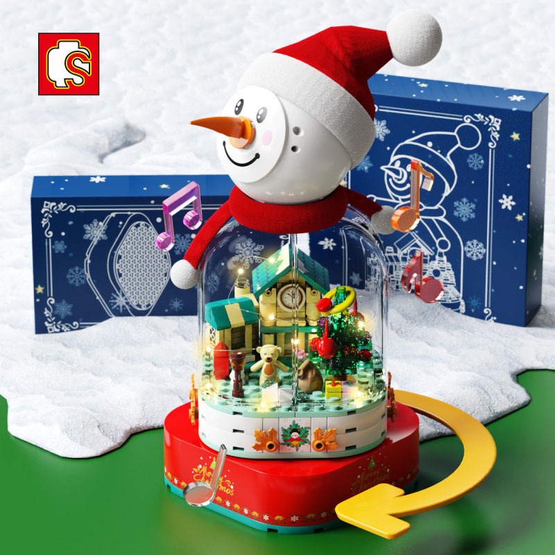 Đồ Chơi Lắp Ráp Kiểu Lego Noel Mô Hình Hộp Nhạc Người Tuyết Giáng Sinh Merry Christmas Có Nhạc, Đèn No.601162 Với 220PCS