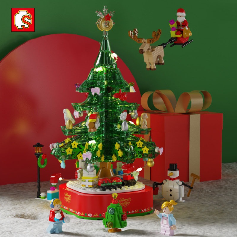 Đồ Chơi Lắp Ráp Kiểu Lego Noel Hộp Nhạc Cây Thông Giáng Sinh Merry Christmas Có Đèn Và Phát Nhạc No.601097 Với  480+PCS