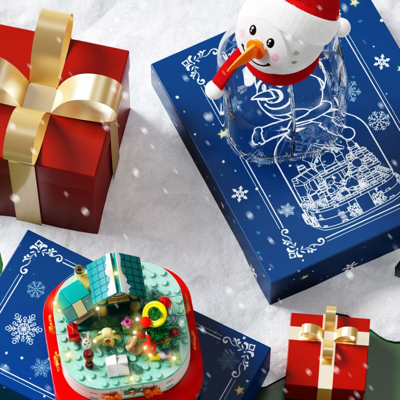 Đồ Chơi Lắp Ráp Kiểu Lego Noel Mô Hình Hộp Nhạc Người Tuyết Giáng Sinh Merry Christmas Có Nhạc, Đèn No.601162 Với 220PCS