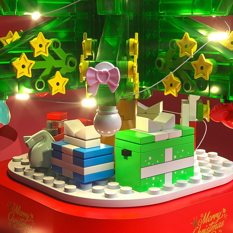 Đồ Chơi Lắp Ráp Kiểu Lego Noel Hộp Nhạc Cây Thông Giáng Sinh Merry Christmas Có Đèn Và Phát Nhạc No.601097 Với  480+PCS