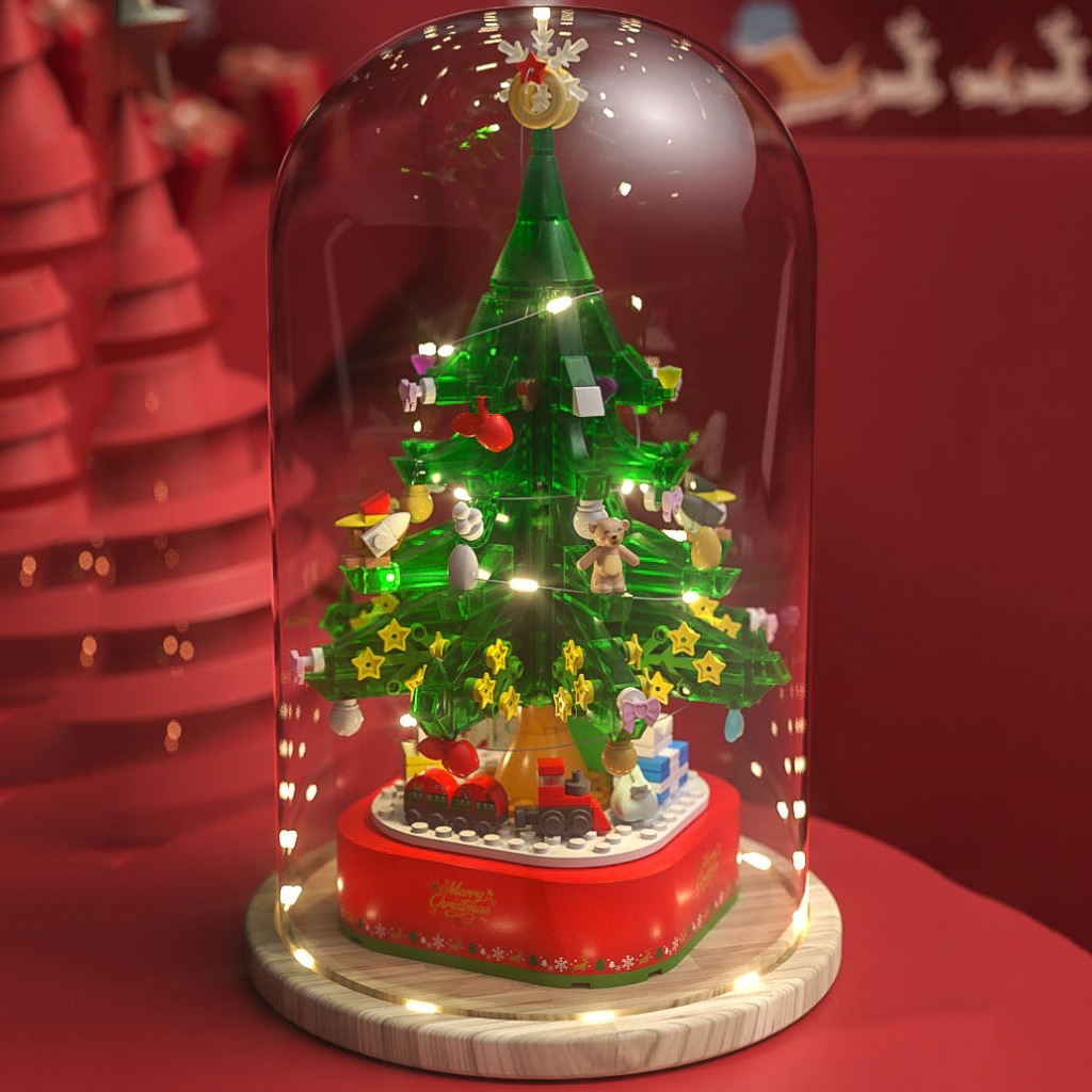 Đồ Chơi Lắp Ráp Kiểu Lego Noel Hộp Nhạc Cây Thông Giáng Sinh Merry Christmas Có Đèn Và Phát Nhạc No.601097 Với  480+PCS