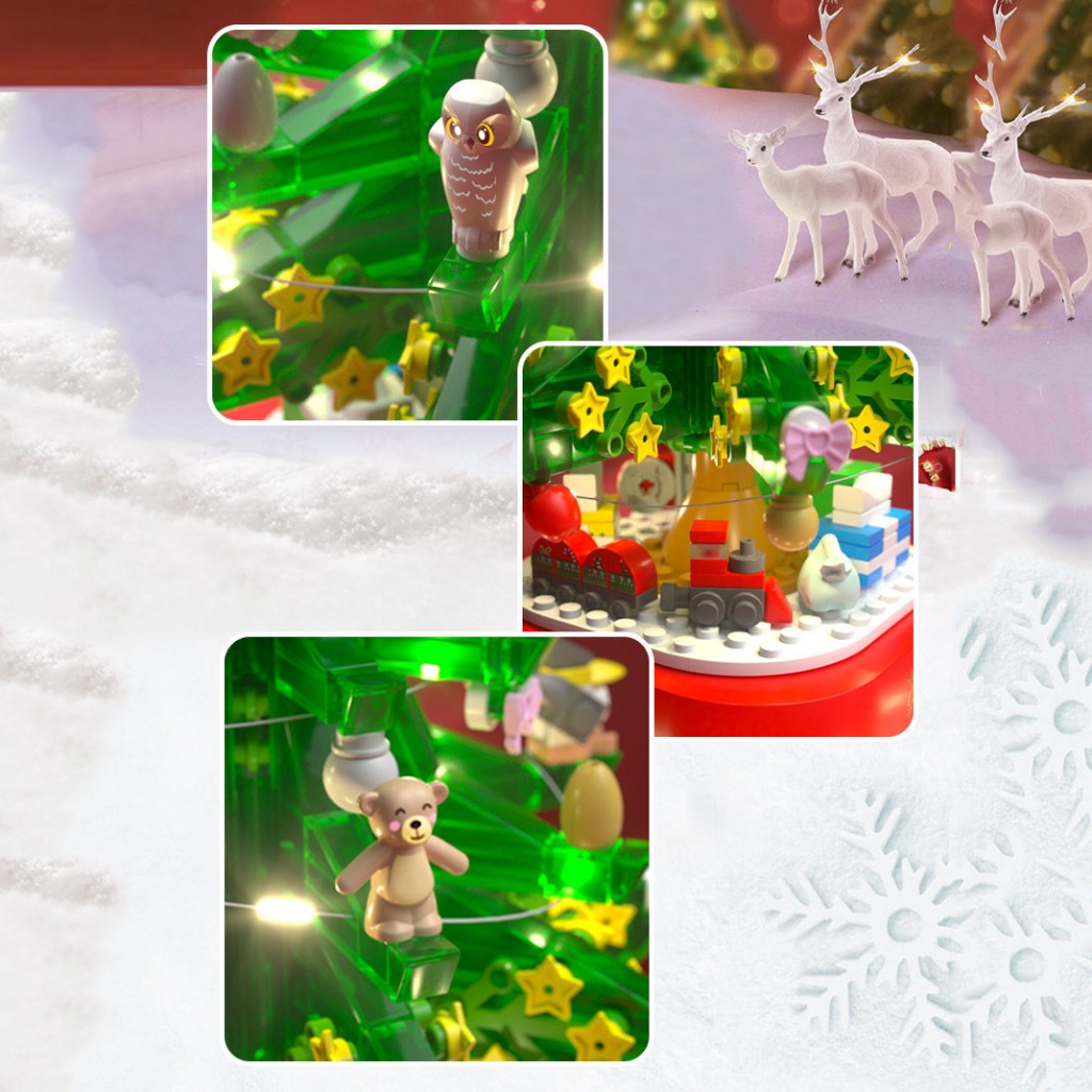 Đồ Chơi Lắp Ráp Kiểu Lego Noel Hộp Nhạc Cây Thông Giáng Sinh Merry Christmas Có Đèn Và Phát Nhạc No.601097 Với  480+PCS