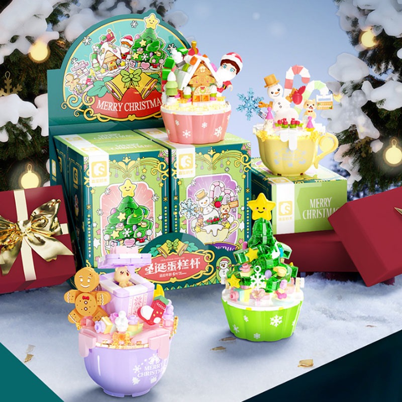 Đồ Chơi Lắp Ráp Kiểu Lego Giáng Sinh Set 4 Bộ Mô Hình Người Tuyết, Ông Già Noel, Cây Thông No.605030-605033 Với 498+PCS